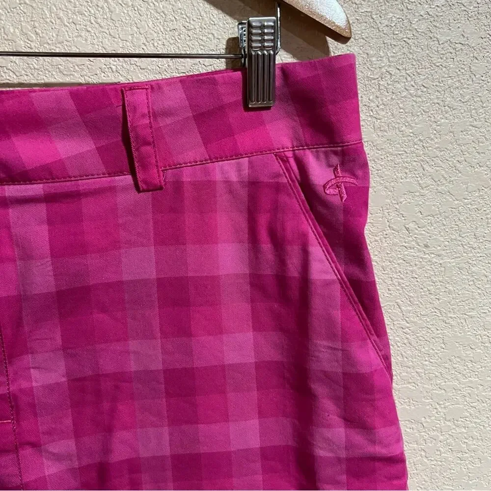 Cross Sportswear pink plaid golf skirt with shorts / skort 42